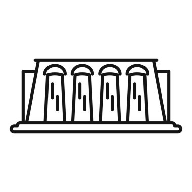 Su barajından temiz enerji üreten hidroelektrik santralini temsil eden basit bir çizgi simgesi