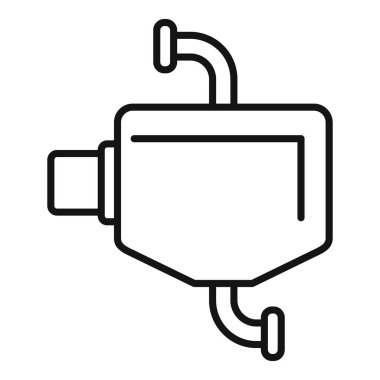 Yanmalı motor parçasını temsil eden basit çizgi simgesi, otomotiv ve mekanik projeler için ideal