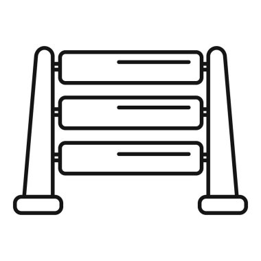 Bu simge çocukların denge ve koordinasyonlarını yürüyerek, koşarak veya dönen tekerleklerin üzerinden atlayarak test etmeleri için tasarlanmış oyun alanı ekipmanlarını temsil eder.