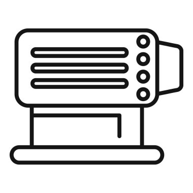 Elektrikli konveksiyon fırınının siyah beyaz simgesi. Isı dağılımı için bile vantilatör var.