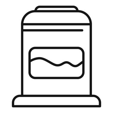 Protein tozu kabı ikonu ana hat vektörü. Vücut geliştirme için sağlıklı yaşam tarzını gösteren spor besin konteynırı