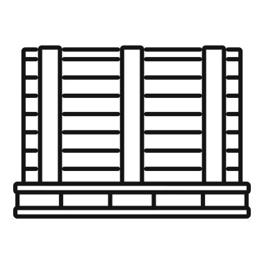 Malların taşınması ve depolanması için tasarlanmış bir paletin üzerinde duran büyük ahşap bir kutunun siyah beyaz simgesi