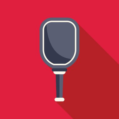 Kırmızı arkaplanda uzun gölgeler bırakan el aynası, basit vektör illüstrasyonu