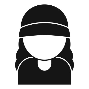 Kışlık şapka ve basit bir gömlek giyen genç bir kadının basit bir simgesi.