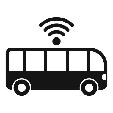 Kablosuz internet erişimini temsil eden, üzerinde kablosuz internet sembolü olan bir otobüsün siyah silüeti.