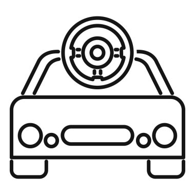 Sürücü bakış açısını temsil eden basit çizgi simgesi, direksiyon ve gösterge paneli içerisindedir.