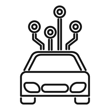 Sensörleri kullanarak otomatik sürüş kavramını temsil eden özerk vektör simgesi
