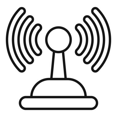 Kablosuz bağlantı ve internet erişimini temsil eden, sinyal yayan basit bir Wi-Fi yönlendirici simgesi