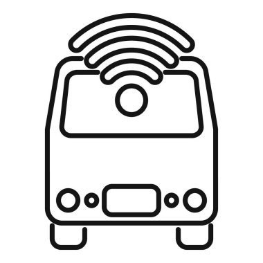 Kablosuz ağ kullanarak kendi kendine giden bir otobüsün ön görünümünü temsil eden özet biçimi simgesi