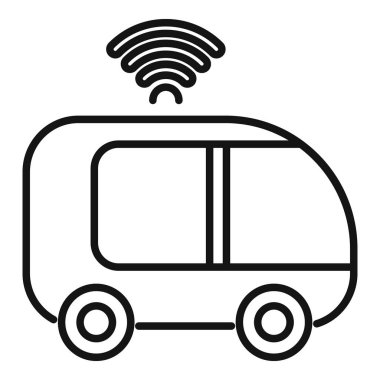 Wi-Fi sinyali paylaşan akıllı bir minibüsün basit özet simgesi