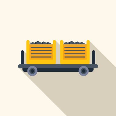 Bir maden arabasının bu düz tasarım ikonu, kömür madenciliği hakkında web siteleri ve sunumlar için mükemmeldir.