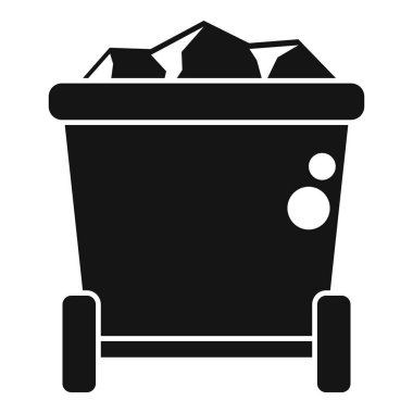 Madenci arabasının siyah silueti maden kuyusundan kömür taşıyor.