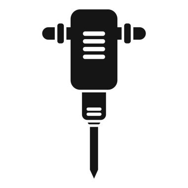 Yol onarımı, inşaat ve yıkım için kaya matkabının siyah silüeti.