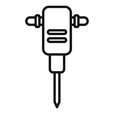 Kaya matkabını temsil eden basit çizgi simgesi, beton ve asfaltı parçalamak için kullanılan bir araç