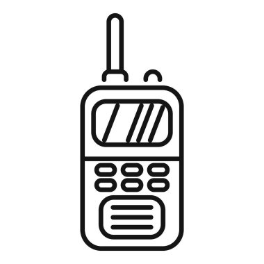 İletişim için antenli taşınabilir bir radyo alıcı aygıtının basit satır simgesi