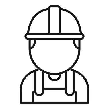 Bir inşaat işçisinin çizdiği basit bir çizim. Sert bir şapka ve tulum giymiş.