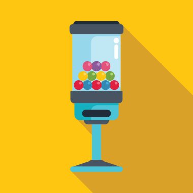 Sakız makinesi sarı arkaplanda düz şekilli sakız ikonu dağıtıyor