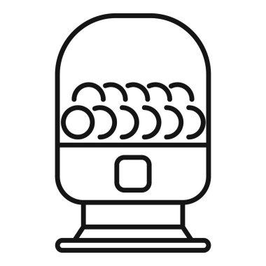 Bu yuvarlak şekilli sakız otomatını temsil eden basit bir siyah beyaz vektör ikonu