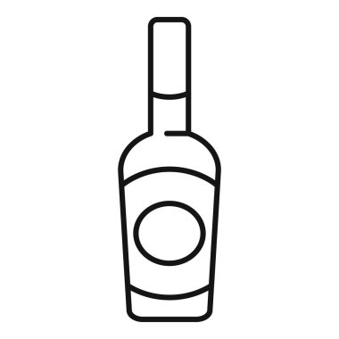 Boş etiketli bir şişe alkolün satır biçimi simgesi, grafik tasarım projelerinde kullanmak için mükemmel