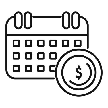 Bir dolar bozuk parayla takvimi gösteren basit bir vektör, yinelenen ödeme kavramını temsil eder