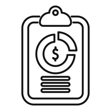 Pasta grafiği ve dolar işareti ile finansal analizi ve raporları gösteren bir panonun çizgi resim simgesi