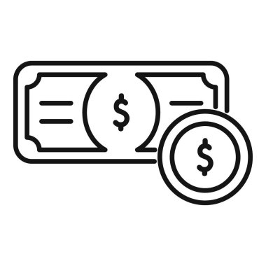 Para ve banknot tasvir eden, finans, ödeme ve yatırım gibi kavramları temsil eden basit bir vektör simgesi