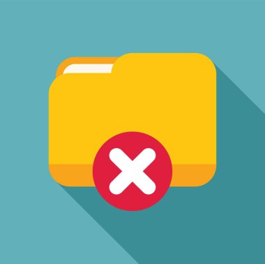 Kırmızı işaretli sarı klasör simgesi, dijital ortamda silme eylemini simgeliyor