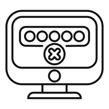 Çevrimiçi güvenlik kavramını temsil eden yanlış bir parola bildirimi gösteren bir bilgisayar monitörünün satır sanat vektör simgesi