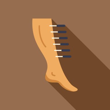 Hastanın bacağına uygulanan iğneleri gösteren akupunktur tedavisinin simgesi