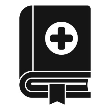 Bir tıp kitabını temsil eden basit bir siyah kabartma, sağlık ve tıbbi bilginin sembolü.