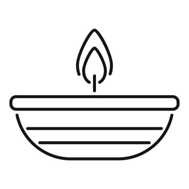 Yanan bir aroma lambasının çizgi çizimi meditasyon için gerekli yağı yayıyor.