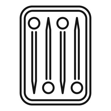 Bir kutuda yatan akupunktur iğnelerinin çizgi çizimi alternatif tıp uygulamalarını temsil ediyor.