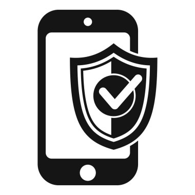 Cep telefonu güvenliği kavramını temsil eden basit vektör simgesi