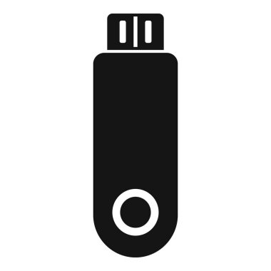 Beyaz arkaplanda izole edilmiş siyah usb flash disk simgesi