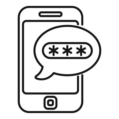 Konuşma baloncuğunun içindeki yıldız işaretleriyle parola korumasını gösteren basit bir cep telefonu çizimi