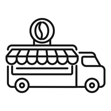 Bir kahve kamyonunun basit vektör ikonu, seyyar kahve dükkanlarını ve kentsel içecekleri temsil etmek için mükemmel.