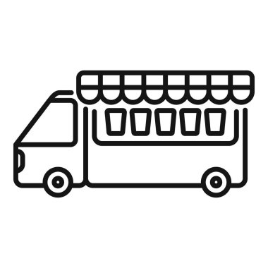 İçki servisi yapan bir yemek kamyonunun basit vektör simgesi.