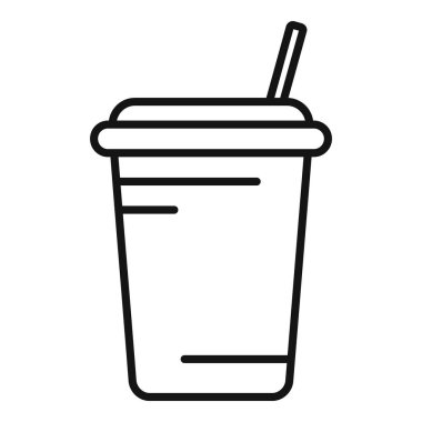 Basit tek kullanımlık kahve fincanı. Kapağı ve pipetli. Paket içecekleri için mükemmel.