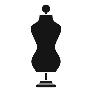 Elbise yapımı için klasik siyah manken destekte duruyor, beyaz arkaplanda izole edilmiş.