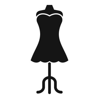 Bir mankenin üzerindeki kısa elbisenin siyah basit vektör simgesi