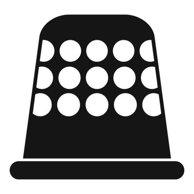 Beyaz arkaplanda izole edilmiş basit bir şekilde iğne simgesi ile dikmek için siyah yüksük