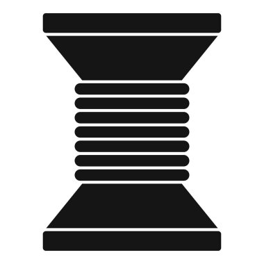 Beyaz arkaplanda basit bir şekilde iplik makarası simgesi dikiliyor