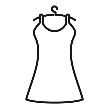 Askıdaki kolsuz elbisenin basit vektör simgesi, beyaz bir arkaplanda izole edilmiş.
