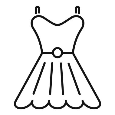 Çizgili siluetli şık bir elbise ve moda ve tarz gösteren yuvarlak bir yaka simgesi.