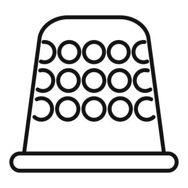 Gamzeli bir metal yüksüğün basit vektör simgesi, dikiş dikerken parmakları korumak için bir araç