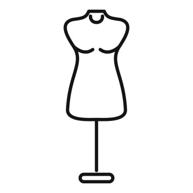 Klasik bir kadın moda mankeninin basit bir çizgisi simgesi. Moda, terzilik, terzilik ve tasarım projeleri için mükemmel.
