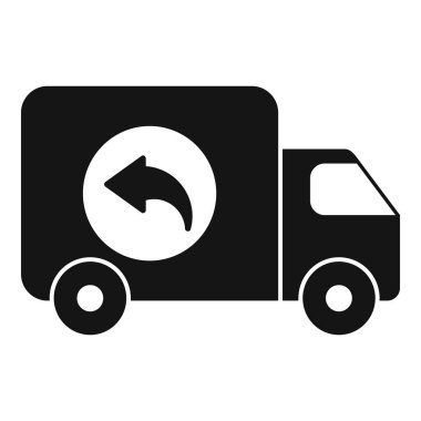 Dönüş oklu bir teslimat kamyonunun basit vektörü, nakliye ve teslim sorunlarıyla ilgili projeler için mükemmel.