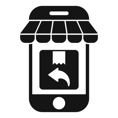 Çevrimiçi alışveriş ve ticareti sembolize ederek akıllı bir telefonu temsil eden basit bir vektör.