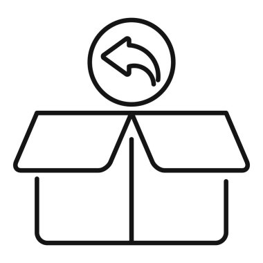 Açılan bir karton kutunun dönüş okuyla basit vektör simgesi, dönüş gönderimini göstermek için mükemmel