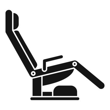 Bir hastane ortamında kan bağışında veya kan naklinde kullanılan ayarlanabilir bir tıbbi sandalyenin siyah silüeti.